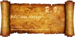 Ráday Valter névjegykártya